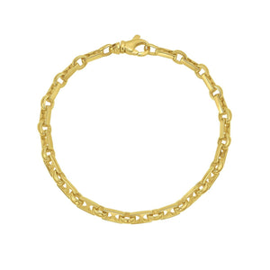 14K Yellow Gold Rectangular Railroad Link Bracelet (7.00 mm)