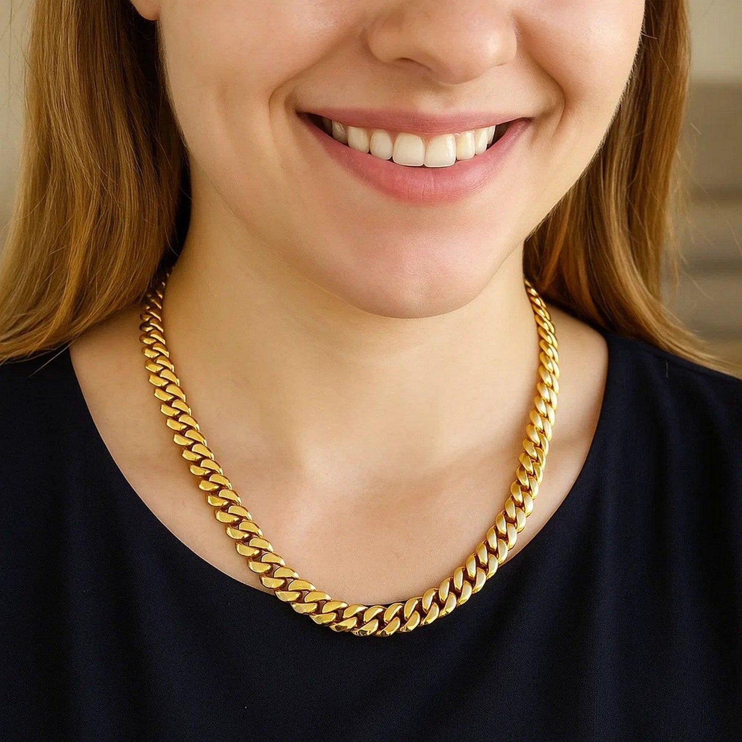 14k Yellow Gold Semi Solid Miami Cuban Chain (9.10 mm)