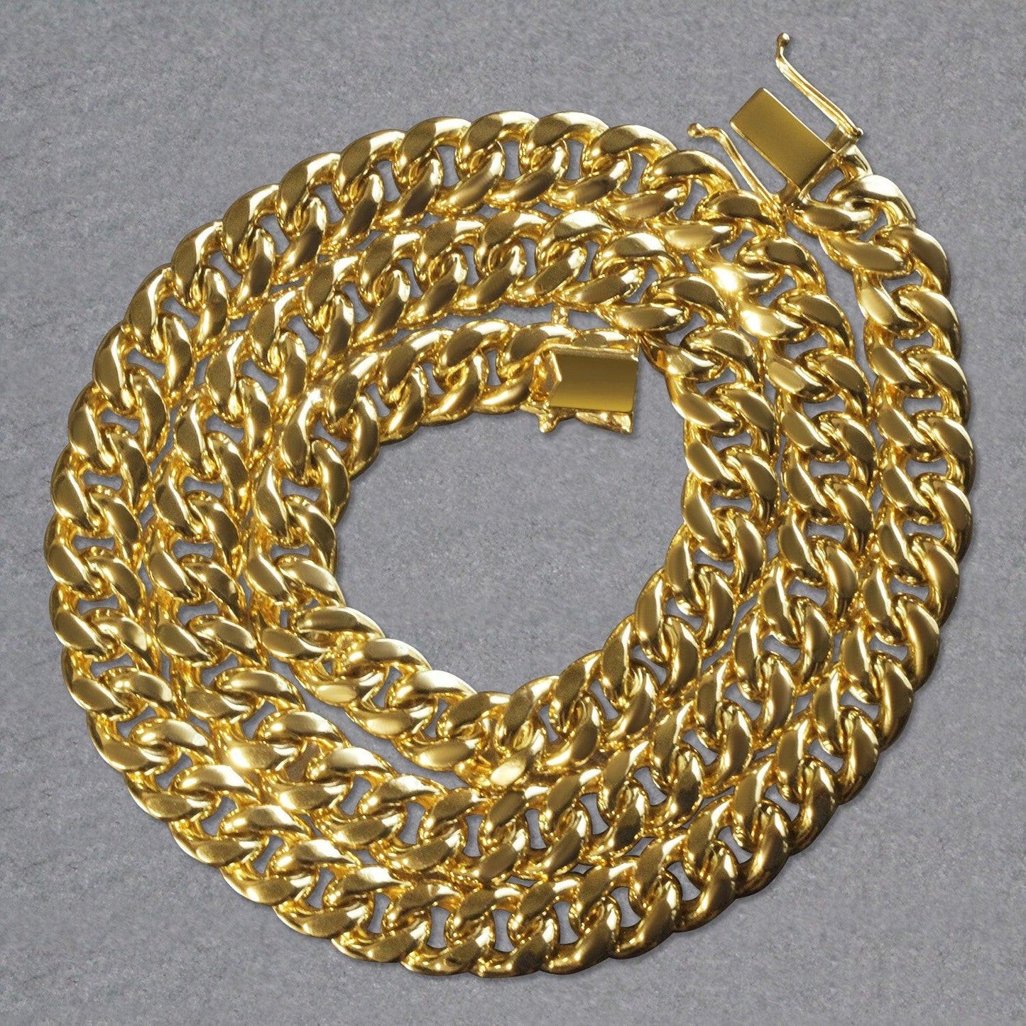 14k Yellow Gold Semi Solid Miami Cuban Chain (9.10 mm)