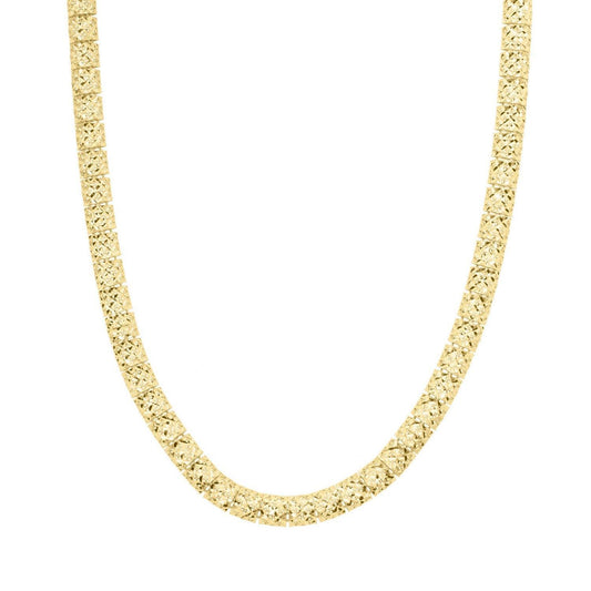 10K Yellow Gold Diamond Cut Square Link Necklace
