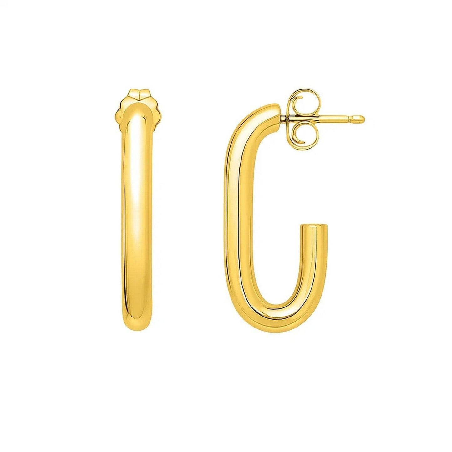 Paperclip Hoop Earrings in 14K Yellow Gold (27mmx12mm)