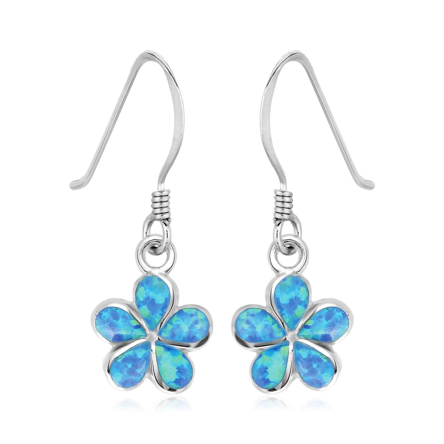 Sterling Silver Flower Dangle Earrings with Opal