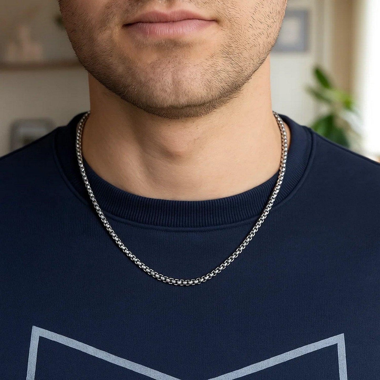 Sterling Silver Rhodium Plated Round Box Chain (1.50 mm)