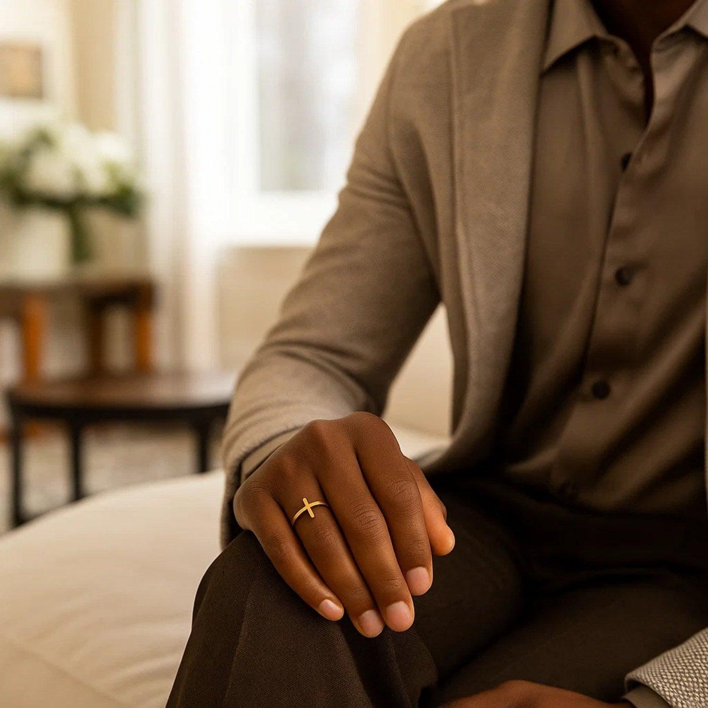 14k Yellow Gold Cross Motif Ring(1.50 mm)