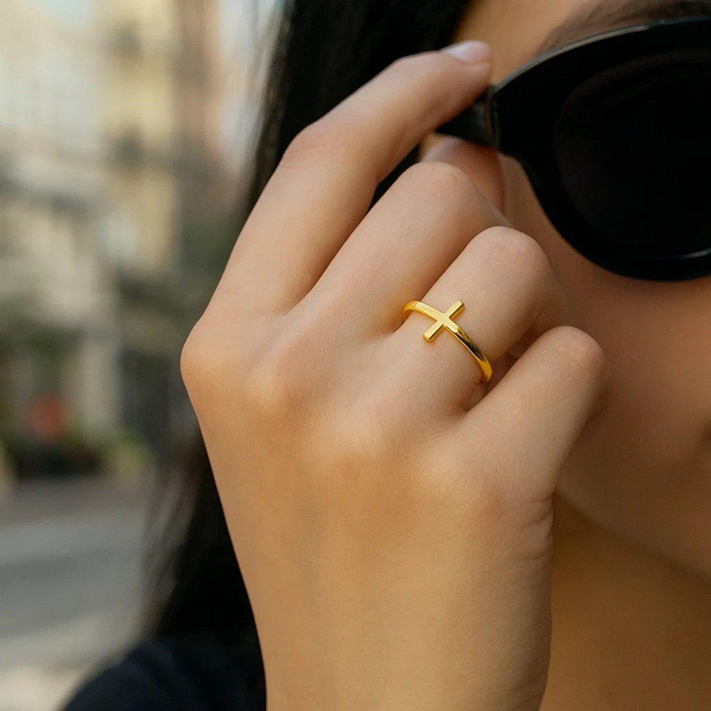 14k Yellow Gold Cross Motif Ring(1.50 mm)