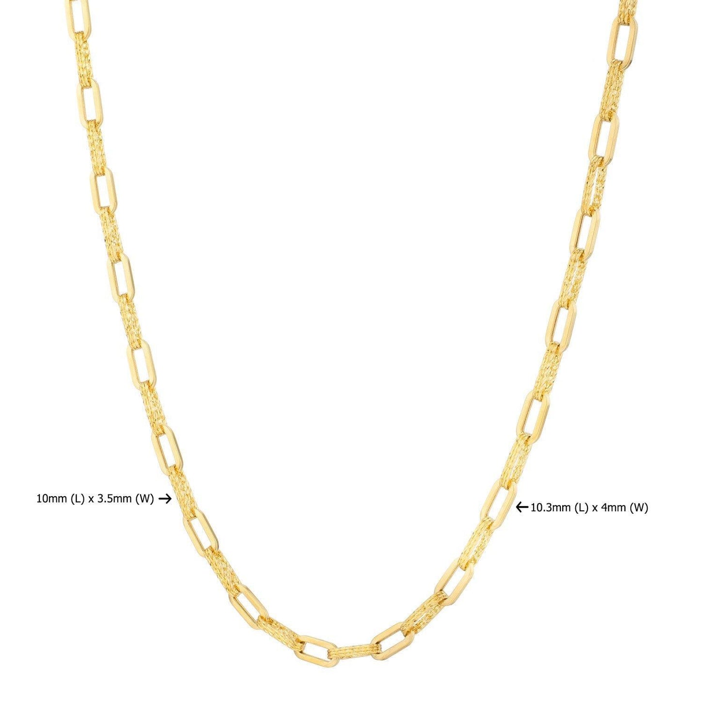 14k Yellow Gold Diamante Paperclip Chain Necklace (4.00 mm)