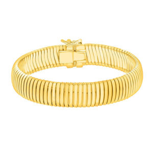 Sterling Silver Yellow Gold Plated Standard Thick Tubogas Bracelet (12.00 mm)