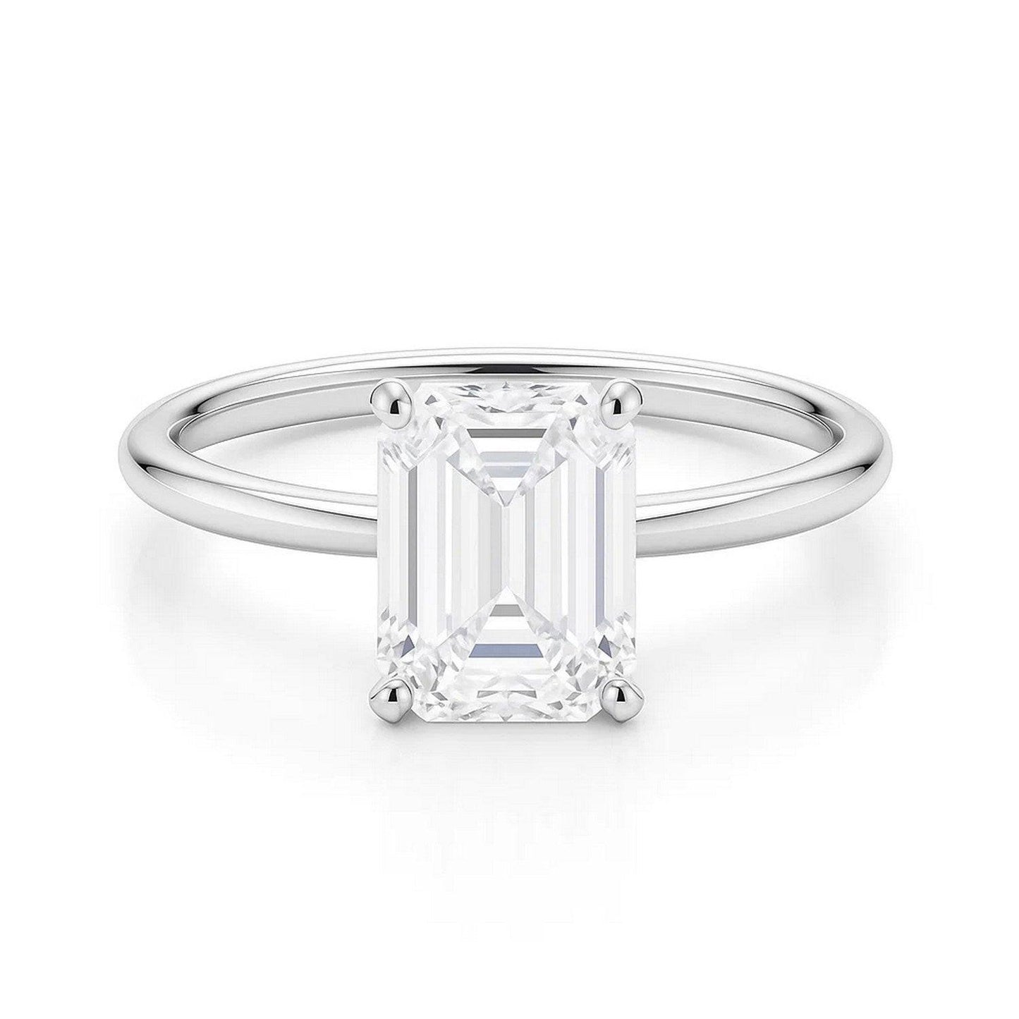 2 Carat Emerald Lab Grown IGI G/VS1 Diamond Solitaire Ring in 10K White Gold