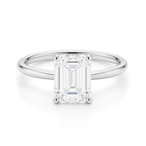 2 Carat Emerald Lab Grown IGI G/VS1 Diamond Solitaire Ring in 10K White Gold