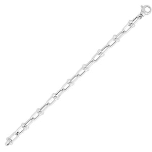 Sterling Silver Rhodium Plated Jax Link Bead Bracelet (9.20 mm)