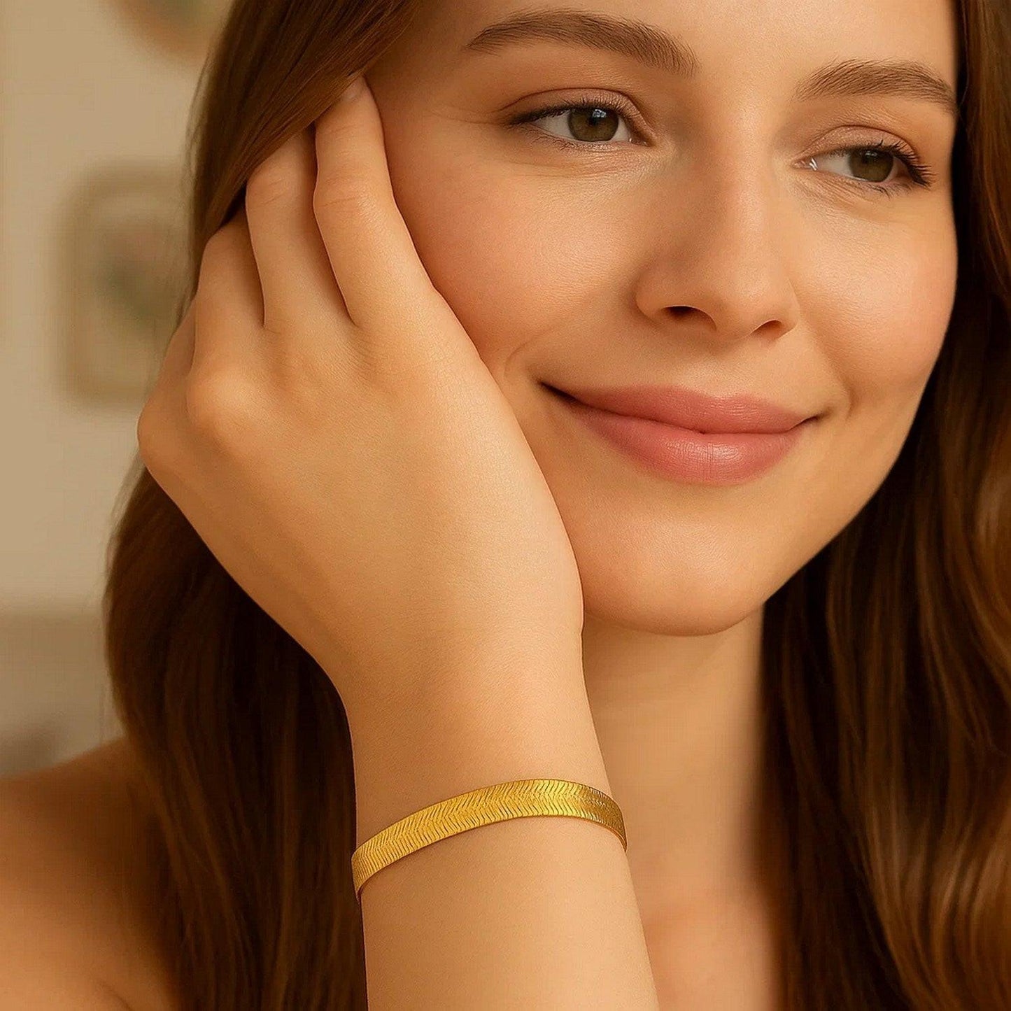 14k Yellow Gold Super Flex Herringbone Bracelet (6.00 mm)