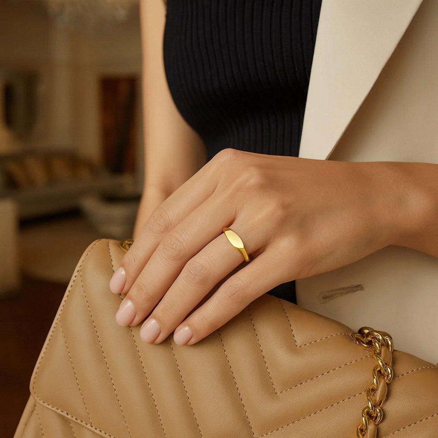 14K Yellow Gold Polished Sculpted Ring (3.00 mm)