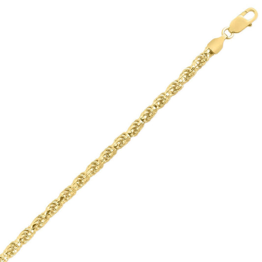 Sterling Silver Yellow Gold Plated Diamond Cut Royal Rope Chain (5.00 mm)
