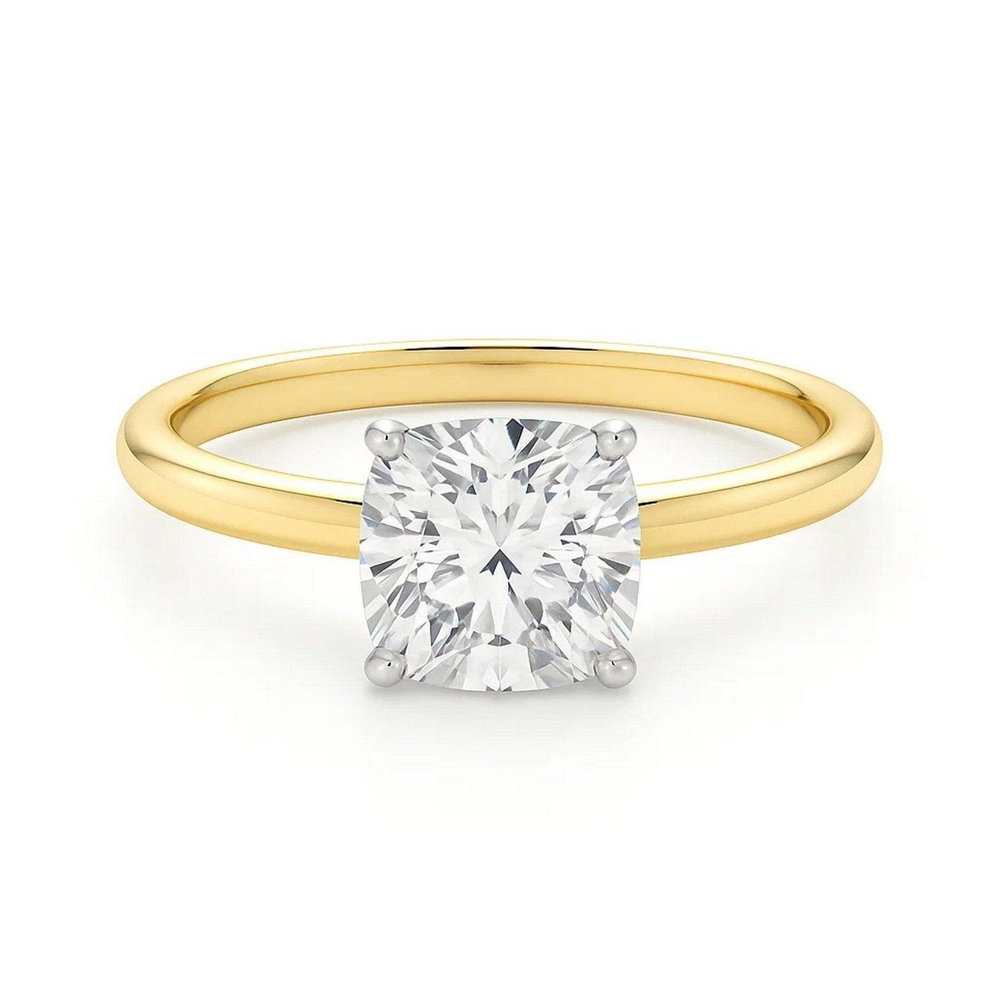 3 Carat Cushion Lab Grown IGI G/VS1 Diamond Solitaire Ring in 10K Yellow Gold