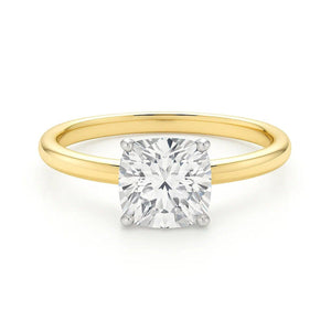 3 Carat Cushion Lab Grown IGI G/VS1 Diamond Solitaire Ring in 10K Yellow Gold