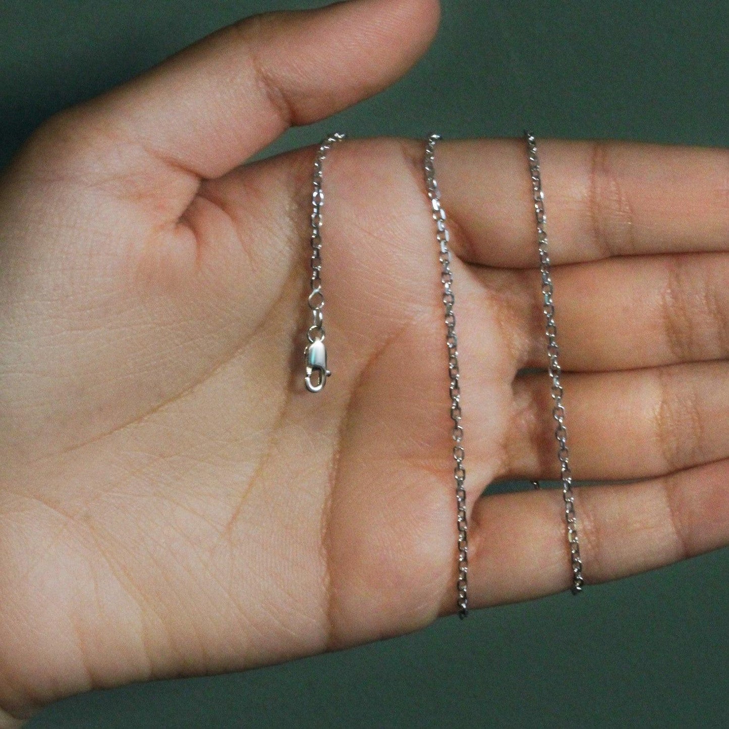 18k White Gold Diamond Cut Cable Link Chain (1.90 mm)