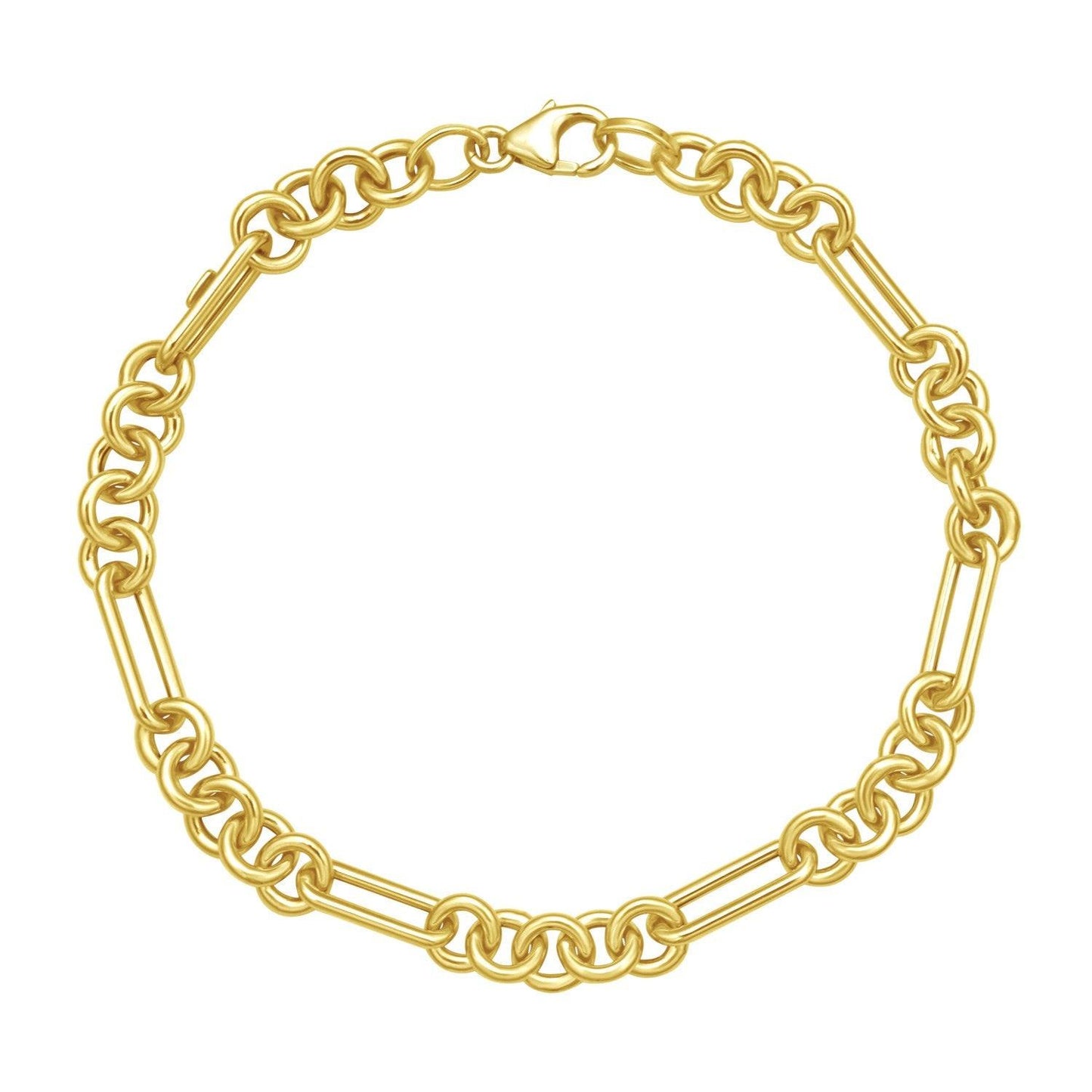 14K Yellow Gold Five And One Paperclip Link Chain Bracelet