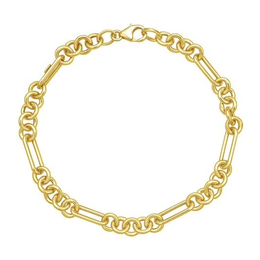 14K Yellow Gold Five And One Paperclip Link Chain Bracelet