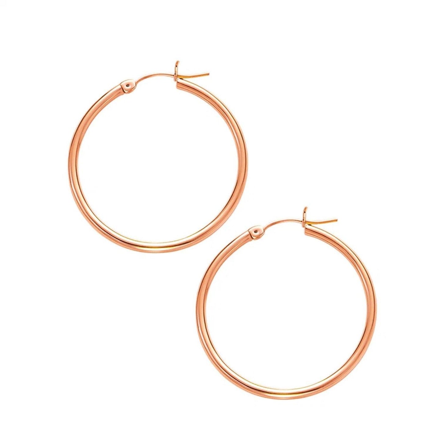 Classic Hoop Earrings in 14K Rose Gold (2x30 mm)