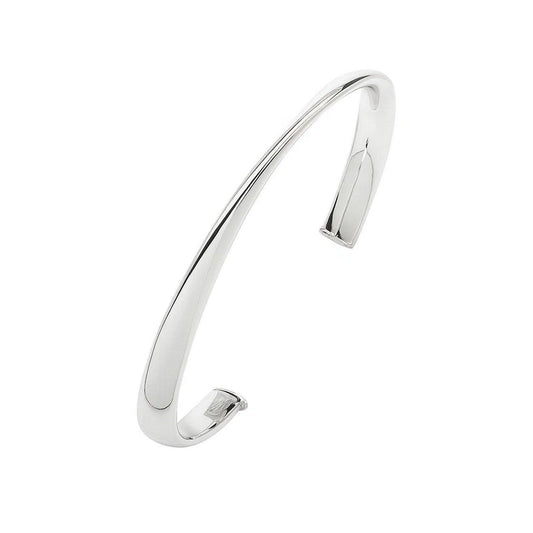 Sterling Silver Rhodium Plated Sculpted Cuff Bangle