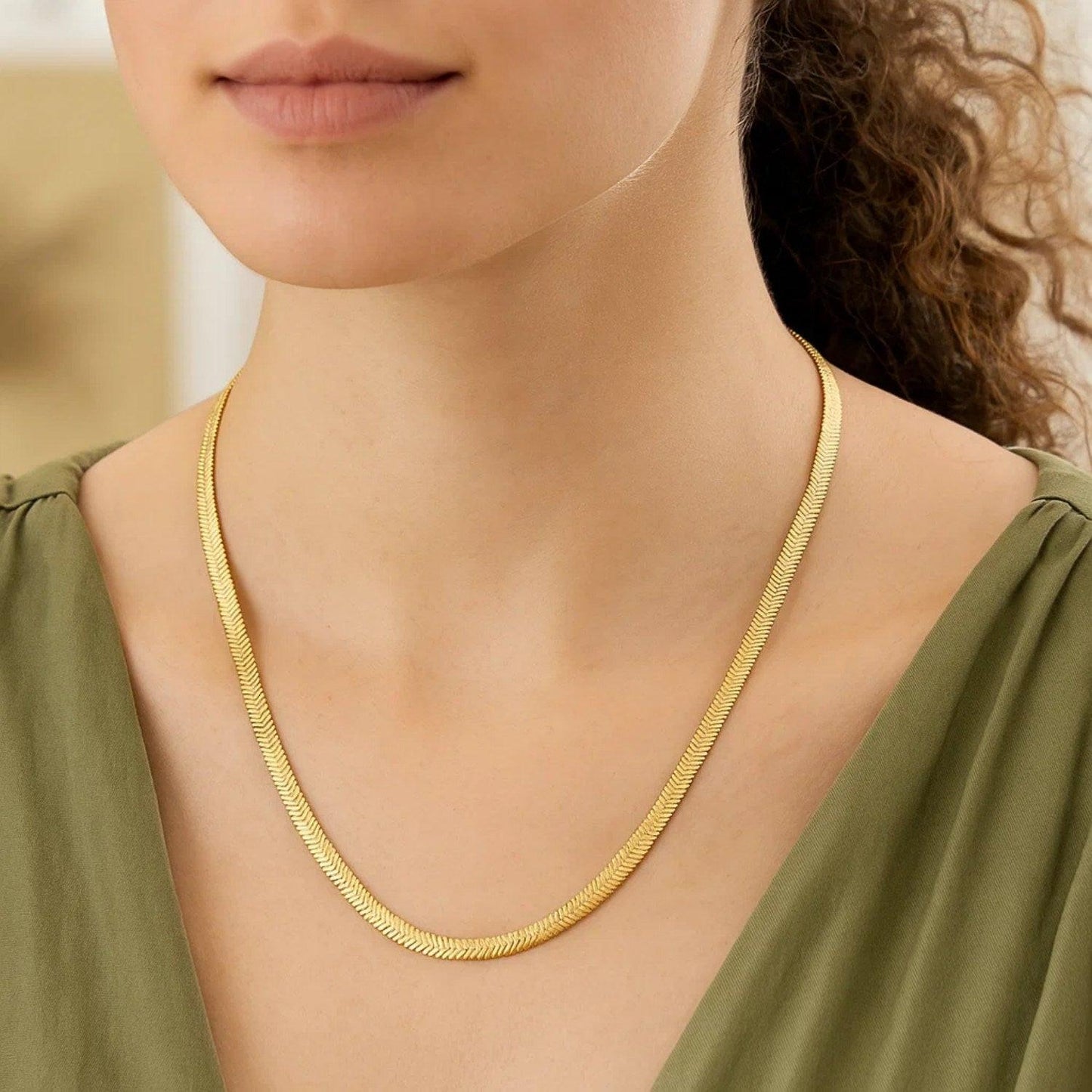 Sterling Silver Yellow Gold Plated Oval Snake Chain (4.20 mm)