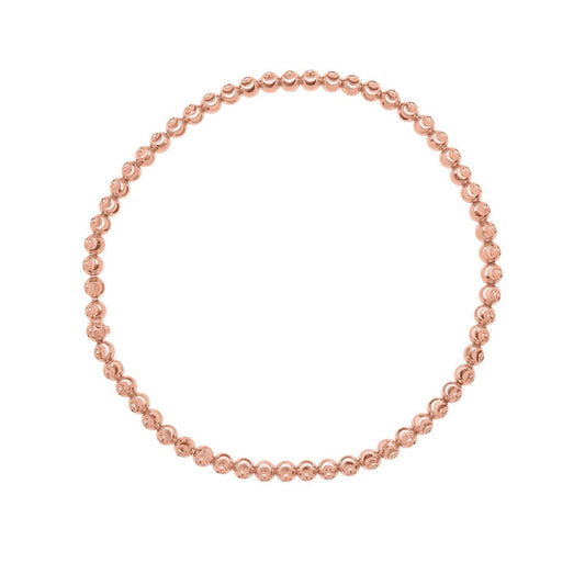 14K Rose Gold Diamond Cut Stretchable Moon Cut Bead Bracelet (3.00 mm)