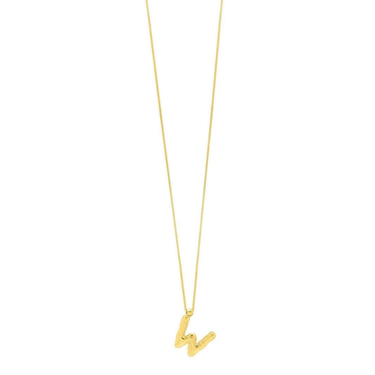 14K Yellow Gold Helium Initial W Pendant