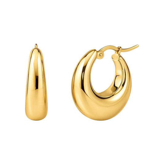 Medium Tapered Hoop Earrings in 14K Yellow Gold