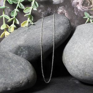 18k White Gold Diamond Cut Cable Link Chain (1.10 mm)