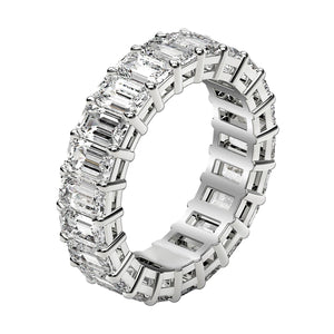 Emerald Cut Lab Grown Diamond Eternity Ring in 14k White Gold (3 cttw FG/VS2)