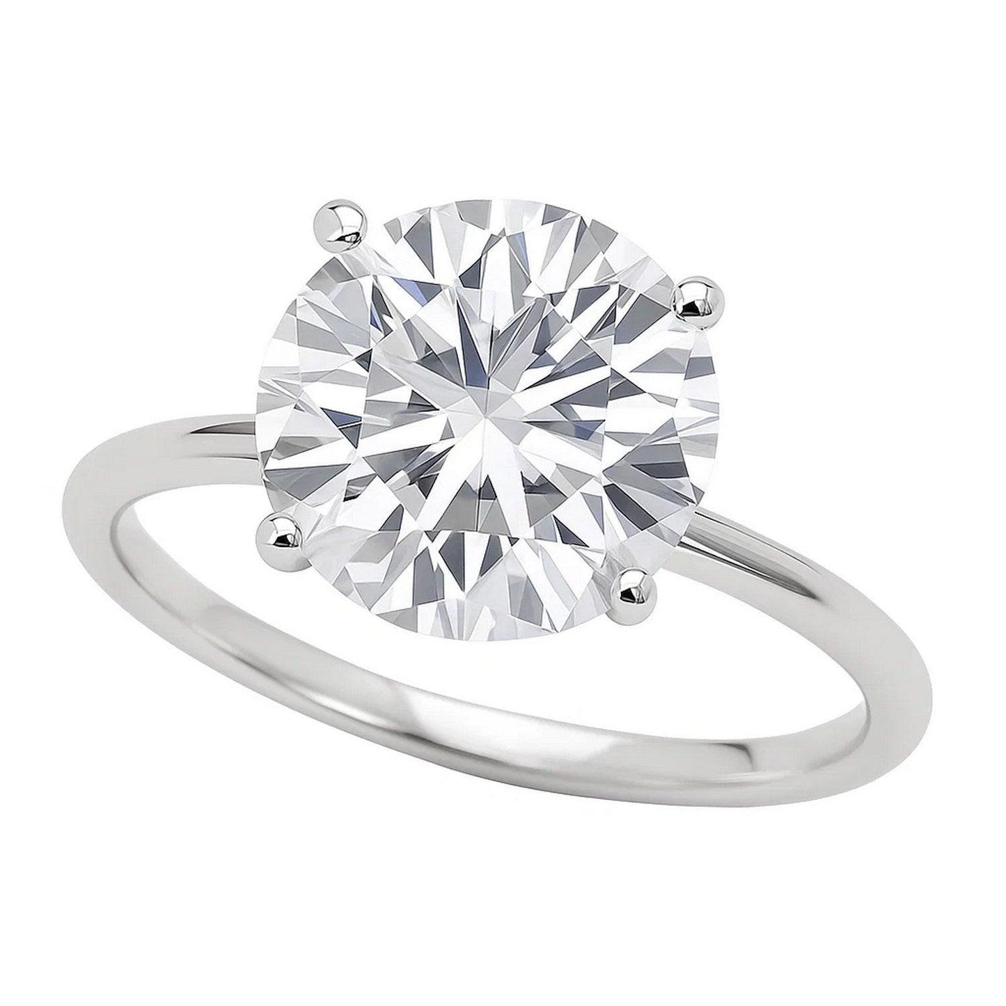 5 Carat Round Lab Grown IGI G/VS1 Diamond Solitaire Ring in 10K White Gold