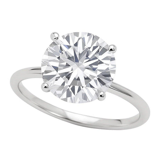 5 Carat Round Lab Grown IGI G/VS1 Diamond Solitaire Ring in 10K White Gold