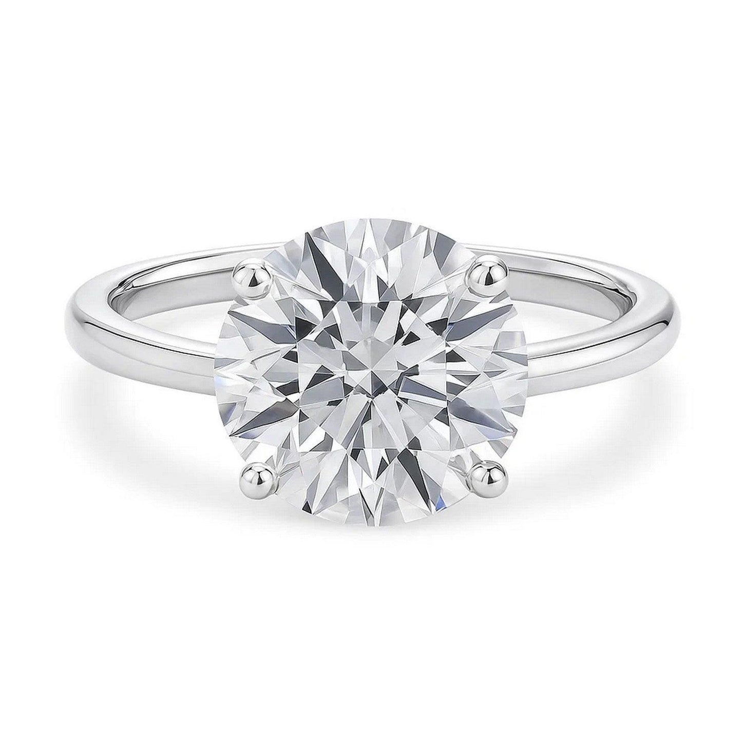 5 Carat Round Lab Grown IGI G/VS1 Diamond Solitaire Ring in 10K White Gold