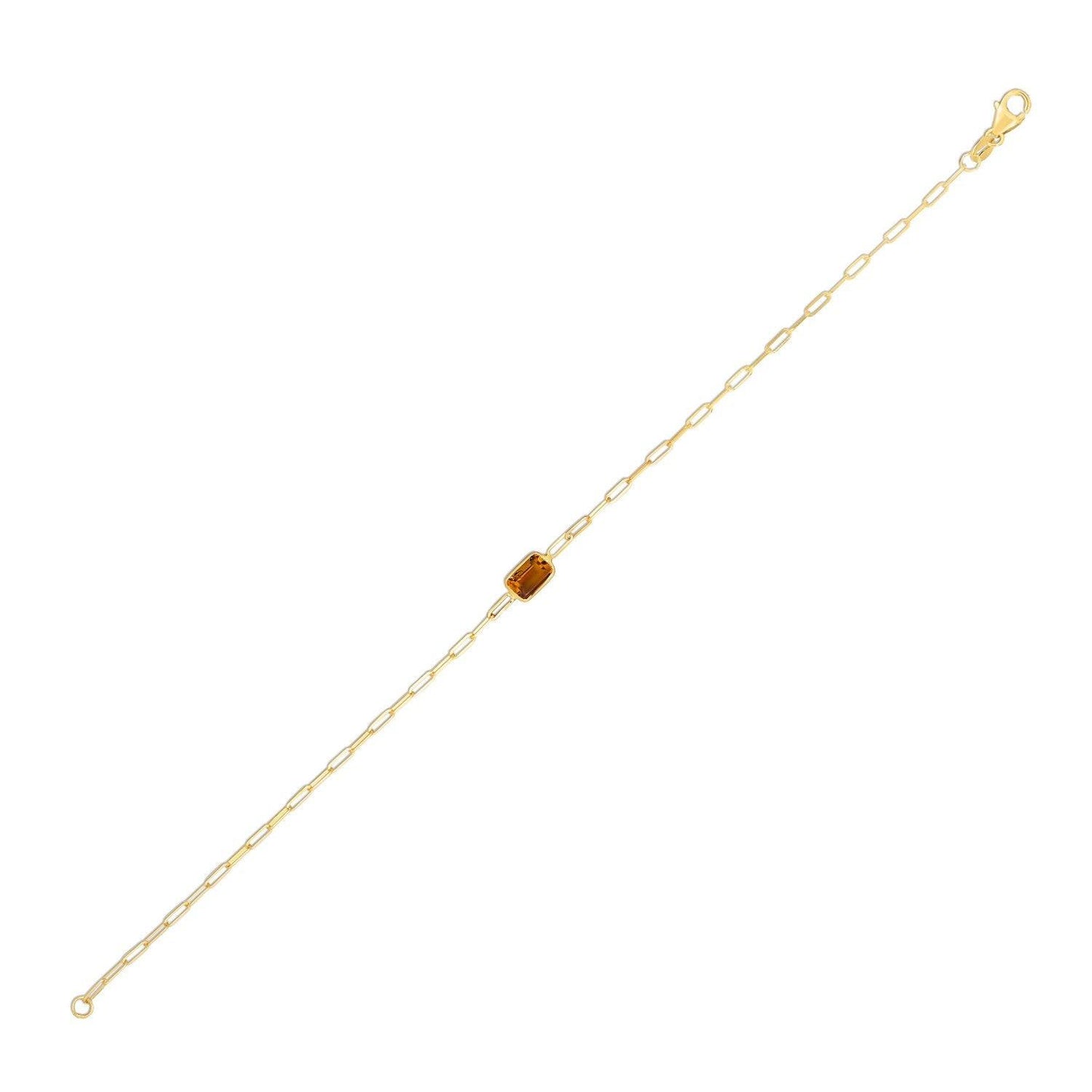 14K Yellow Gold Citrine Paperclip Bracelet (1.50 mm)