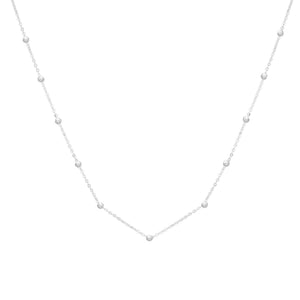 14K White Gold Saturn Bead Chain Necklace