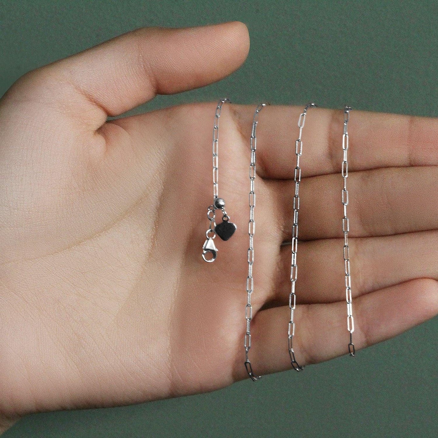 14k White Gold Adjustable Paperclip Chain (1.50 mm)