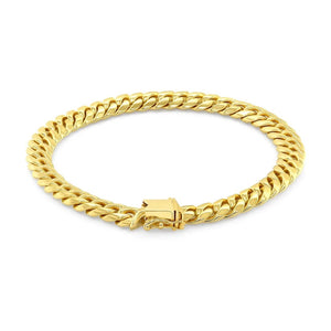 14k Yellow Gold Classic Miami Cuban Solid Bracelet (8.20 mm)