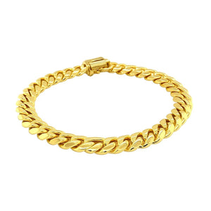 14k Yellow Gold Classic Miami Cuban Solid Bracelet (8.20 mm)