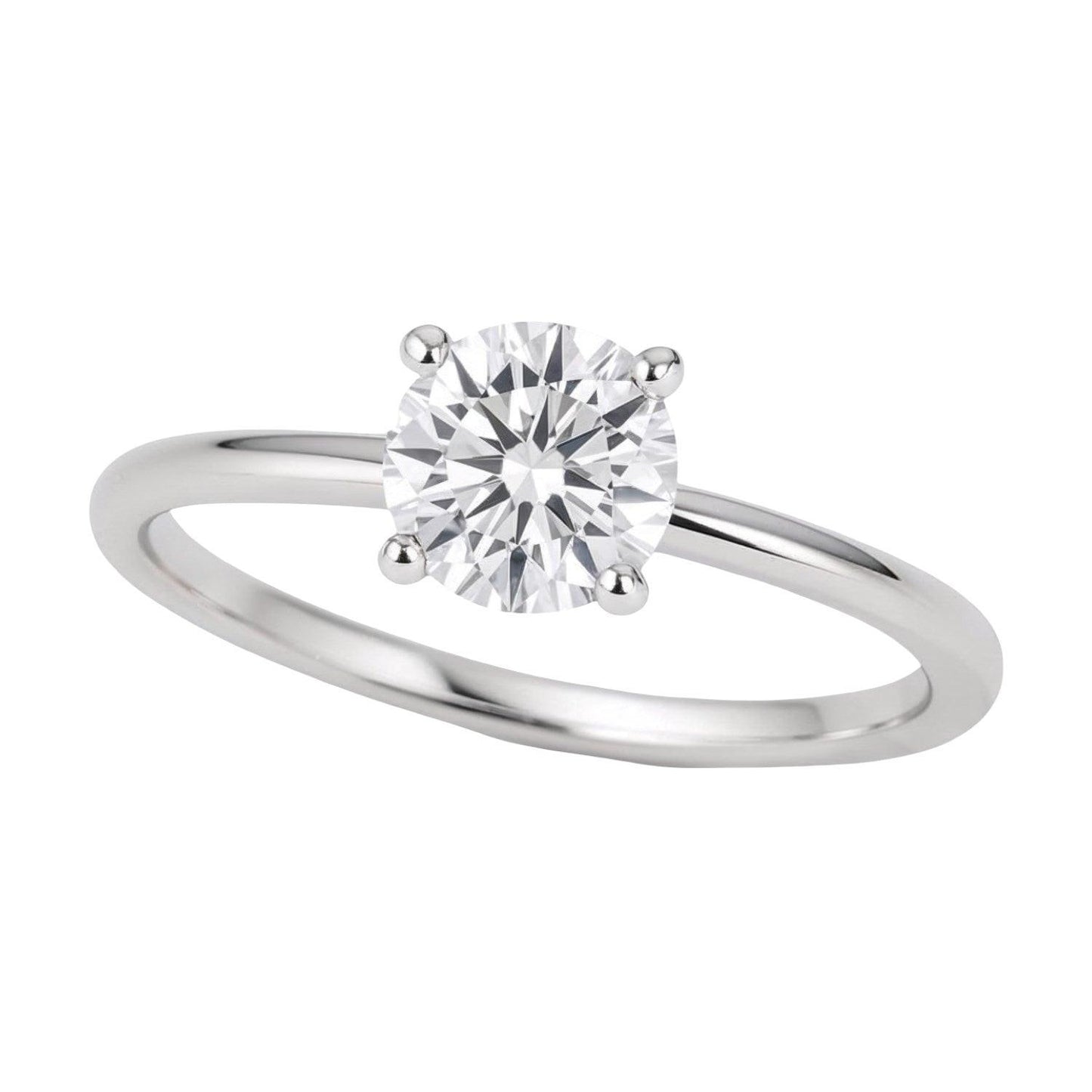 3/4 Carat Round Lab Grown IGI G/VS1 Diamond Solitaire Ring in Sterling Silver
