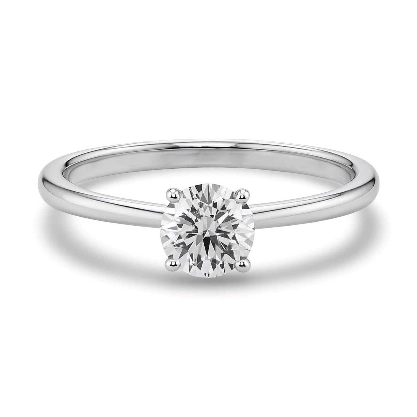 3/4 Carat Round Lab Grown IGI G/VS1 Diamond Solitaire Ring in Sterling Silver