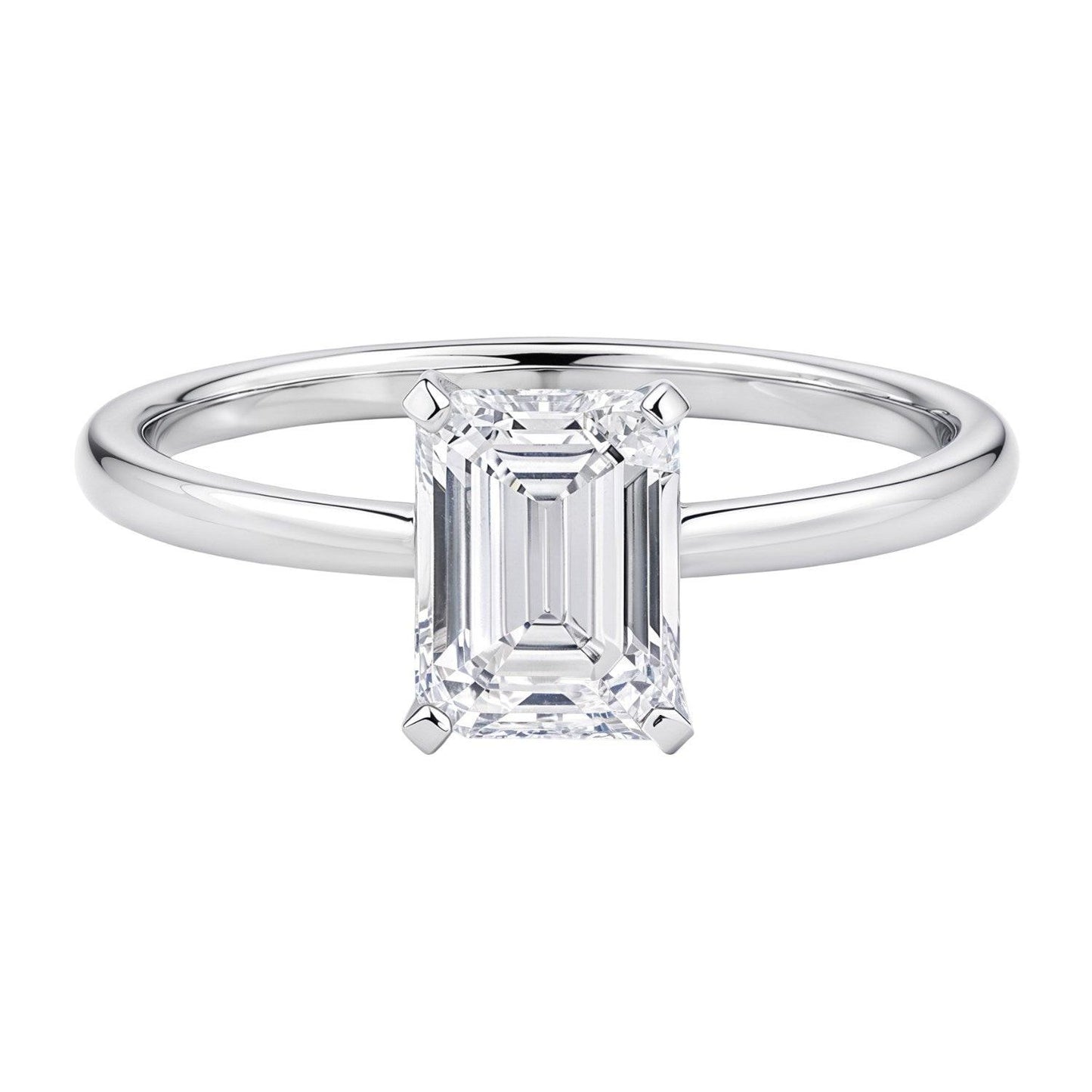 1 1/2 Carat Emerald Lab Grown IGI G/VS1 Diamond Solitaire Ring in 10K White Gold