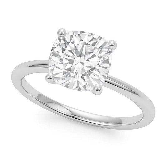 5 Carat Cushion Lab Grown IGI G/VS1 Diamond Solitaire Ring in 14K White Gold