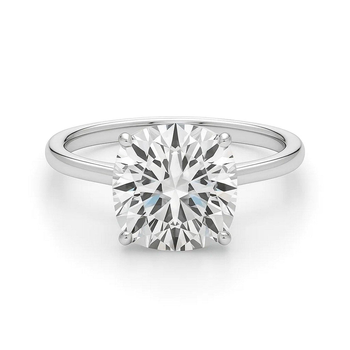 5 Carat Cushion Lab Grown IGI G/VS1 Diamond Solitaire Ring in 14K White Gold