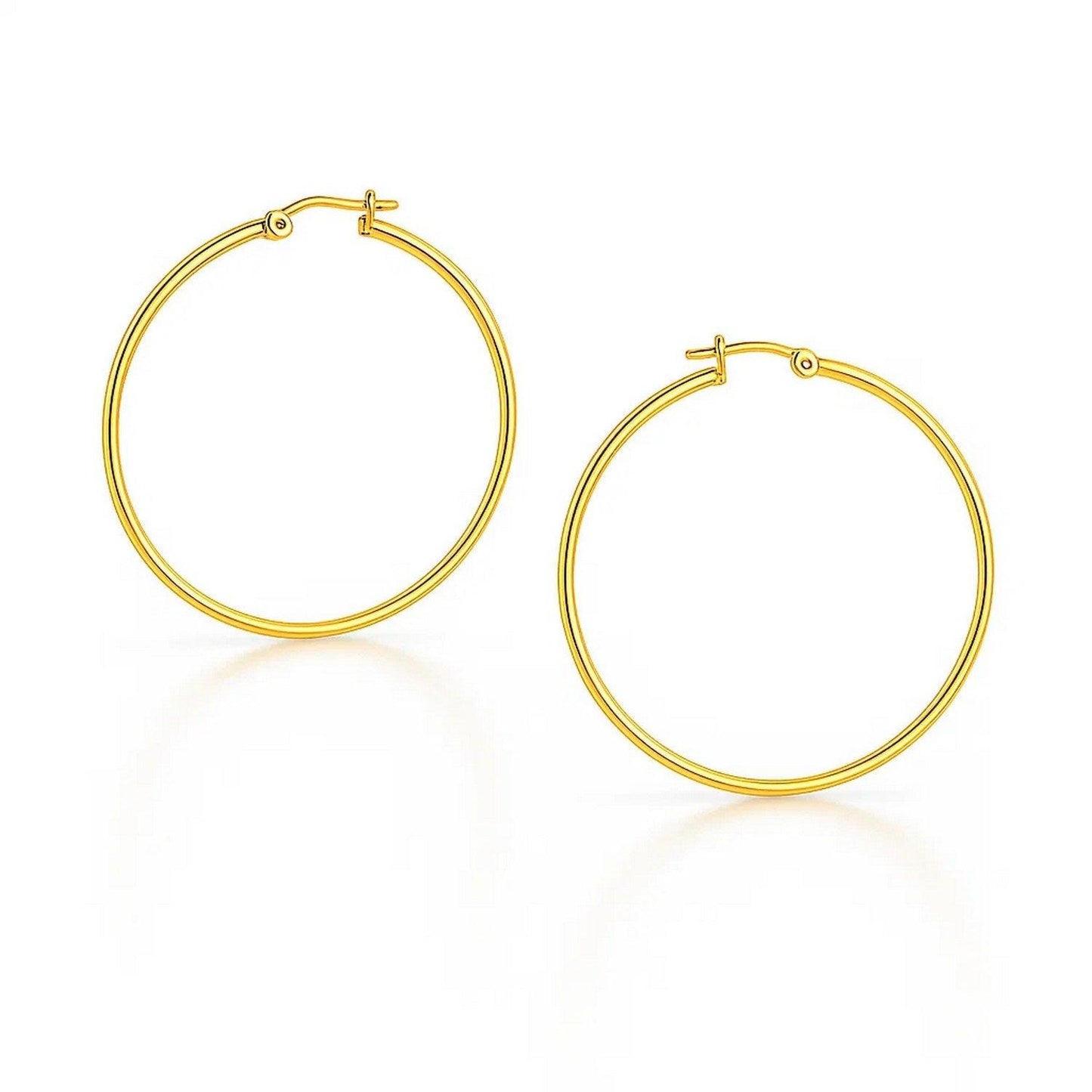 10k Yellow Gold Polished Hoop Earrings (3x25 mm)