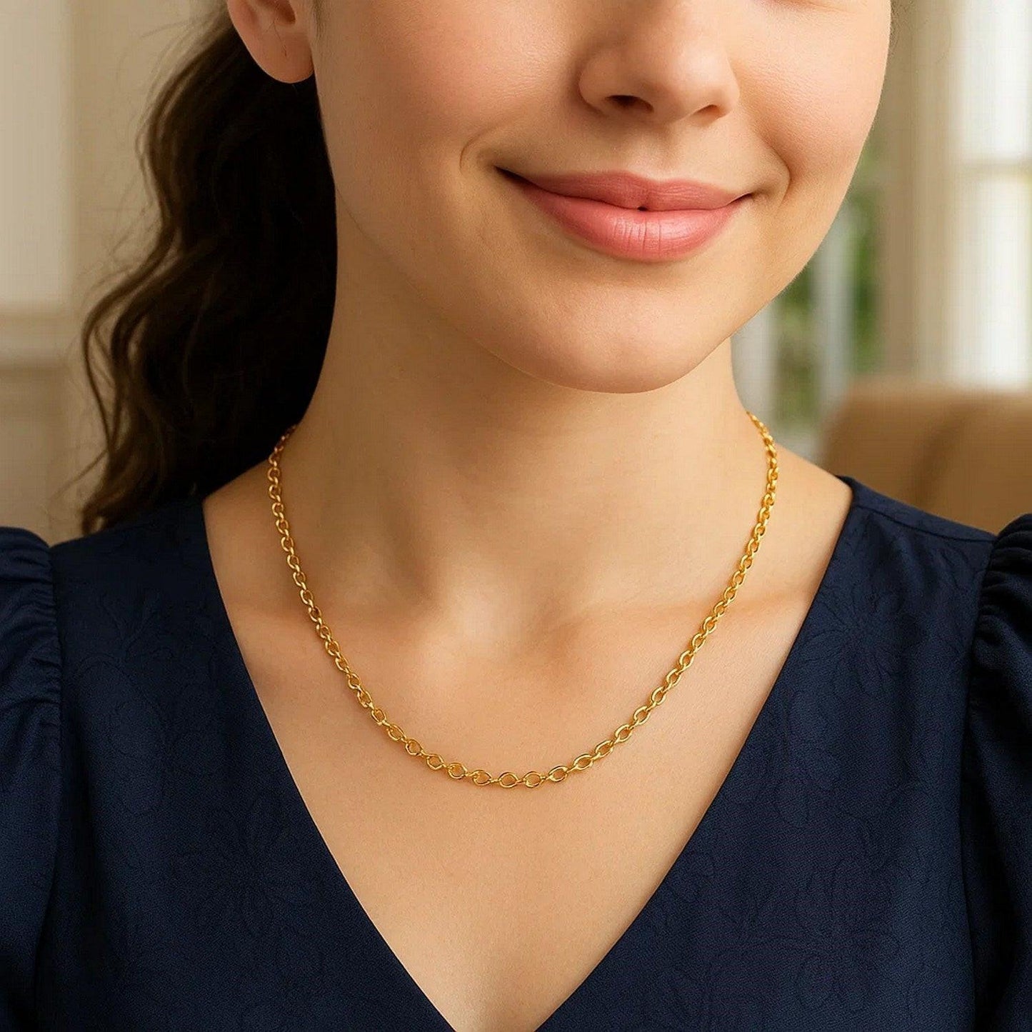 Sterling Silver Gold Plated Rolo Chain (4.70 mm)