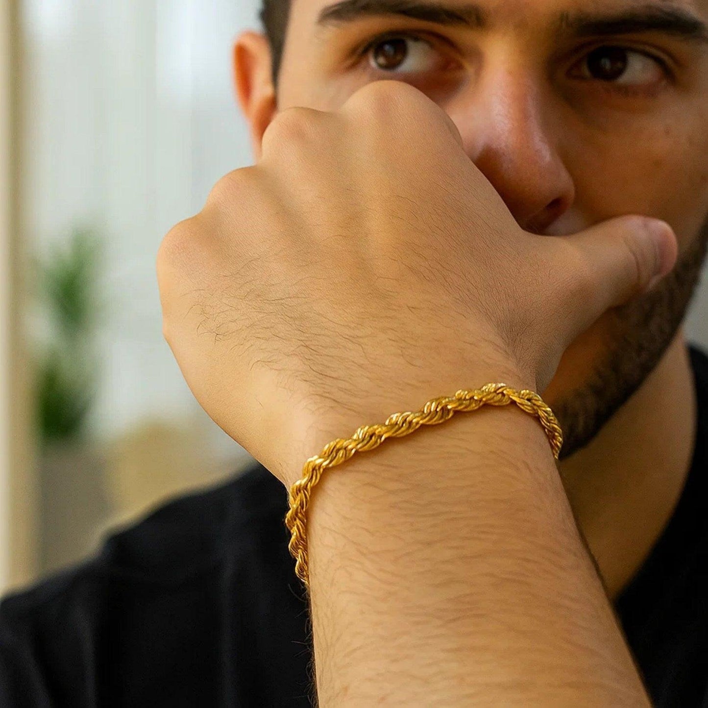 10k Yellow Gold Solid Diamond Cut Rope Bracelet (5.00 mm)