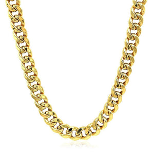 14k Yellow Gold Miami Cuban Semi Solid Chain (7.00 mm)