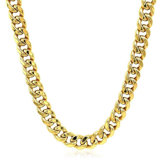 14k Yellow Gold Miami Cuban Semi Solid Chain (7.00 mm)