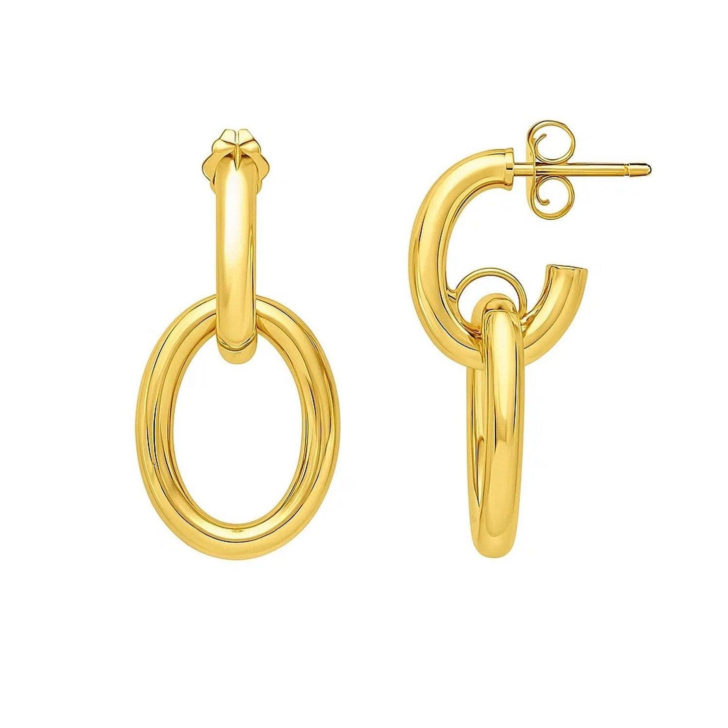 Interlocking Link Earrings in 14K Yellow Gold