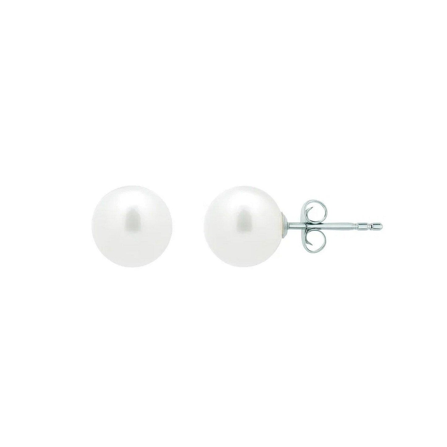 White Freshwater Cultured Pearl Stud Earrings in 14K White Gold (7.00 mm)